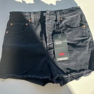 Levi's Black Denim Ribcage Shorts NWT